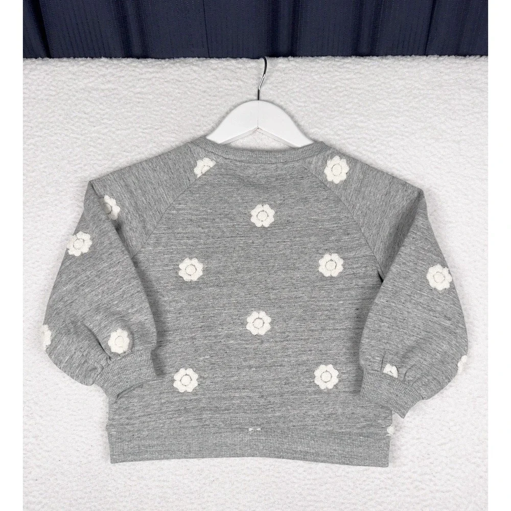 NEW - CHOLE Flower Embroidered Sweatshirt Gray - Youth Kids 5